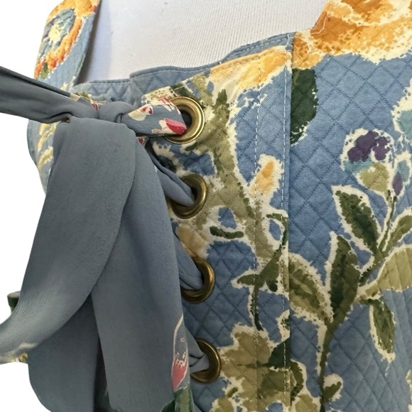 My Boyfriend's Back Womens Floral Quilted Bustier Corset Top SZ Large Blue USA - Picture 6 of 9